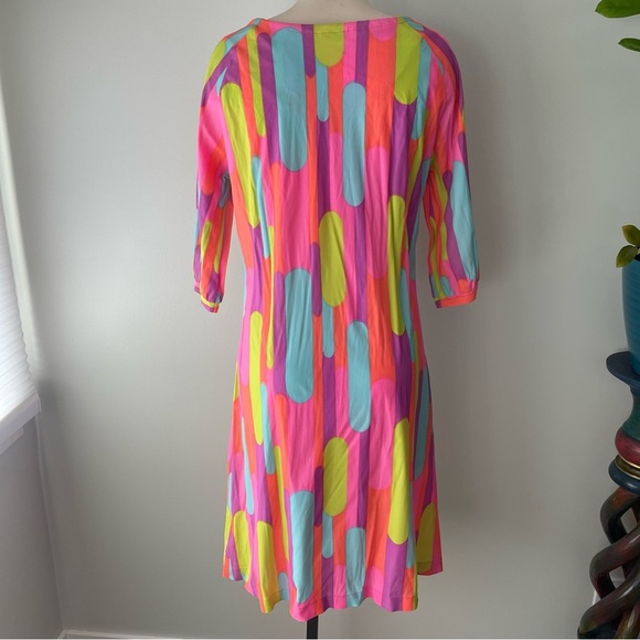 70s Vintage Jane Kinley Funky Retro Psychedelic Mod Front Zip Dress Union Label - Picture 5 of 10